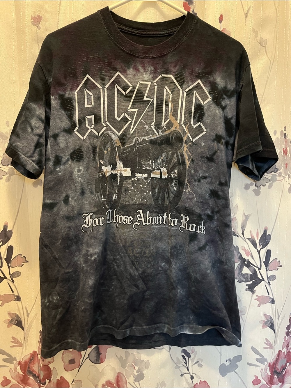 AC/DC Black and Gray Tie-Dye 'For Those About to Rock' Graphic Tee - Men